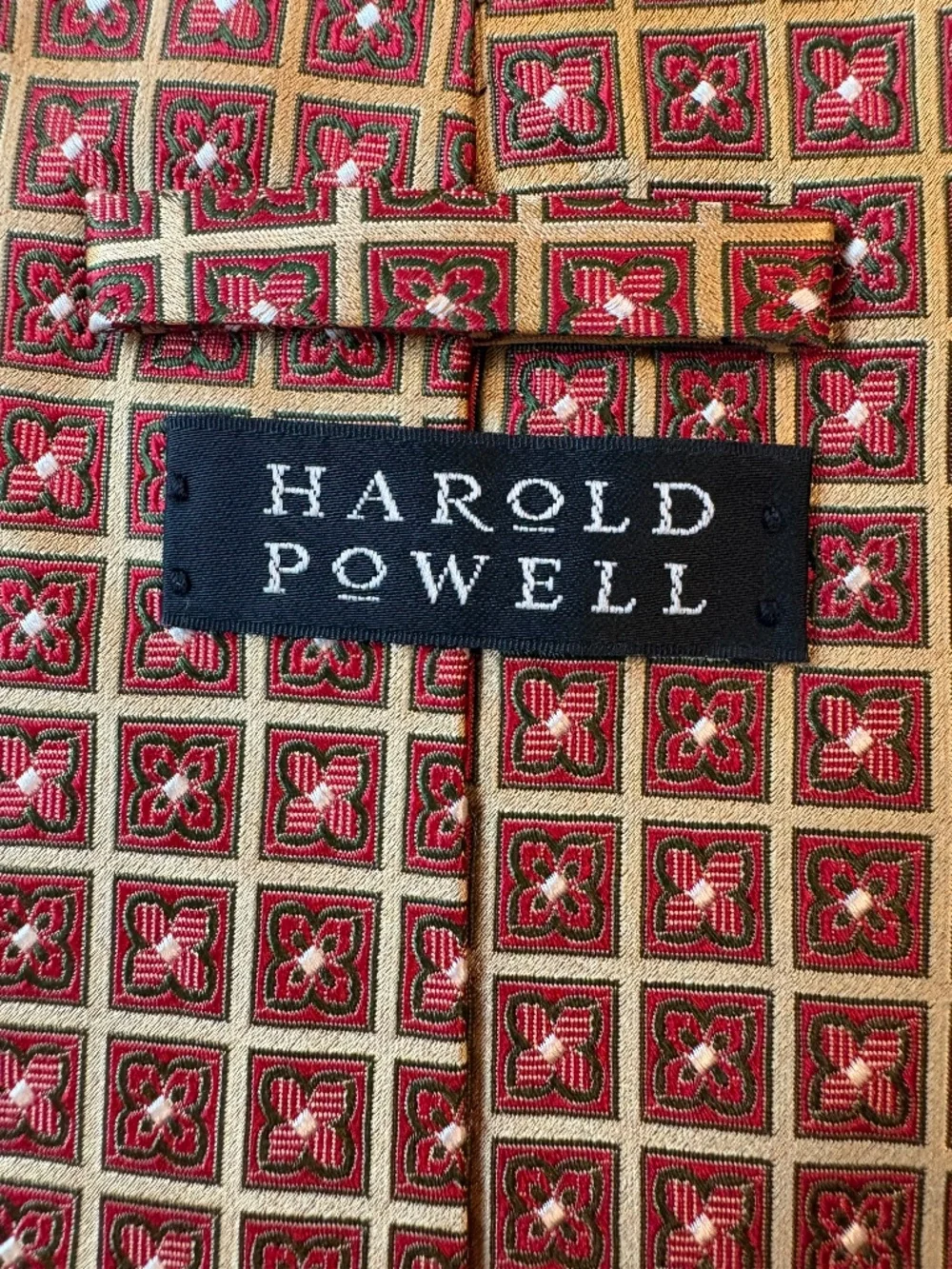 Vintage Harold Powell Geometric Silk Tie - Made in USA